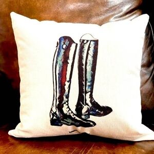 The Henri Collection, Hunt Seat Equestrian pillow cover only (beige linen) 16x16